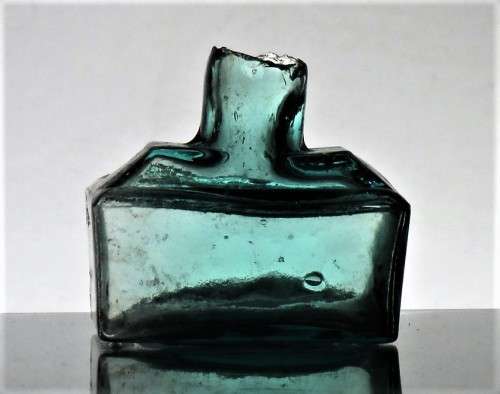 ANTIQUE TEAL BOAT INK BOTTLE