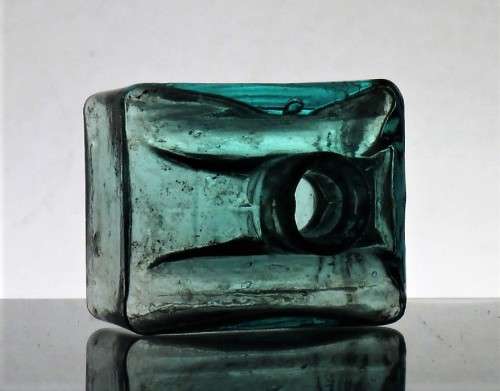 ANTIQUE TEAL BOAT INK BOTTLE