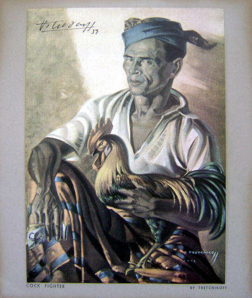 Signed Tretchikoff Print - Cock Fighter