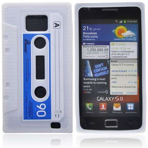 Cassette Tape Silicone Case for Samsung Galaxy S2 i9100 (White)