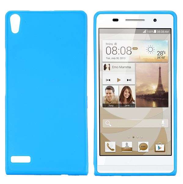 TPU Gel Case With Frosted Back for Huawei Ascend P6 (Blue)