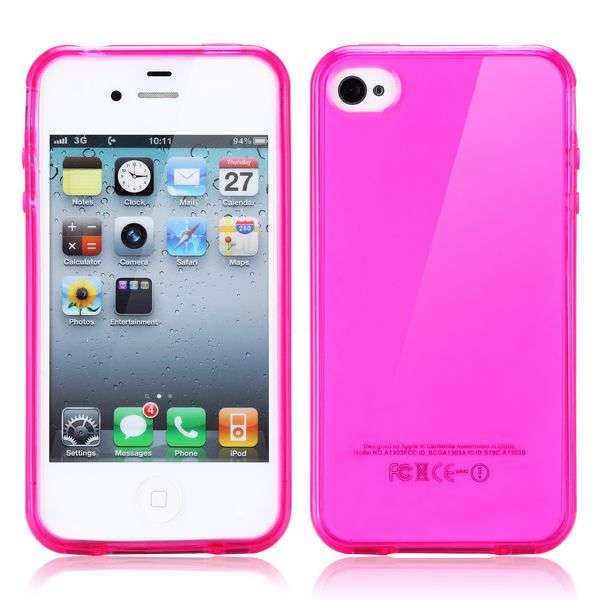 Translucent TPU Gel Case for iPhone 4/4s (Hot Pink)