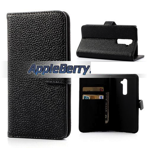 Wallet Stand Case For LG G2 (Black) + FREE SCREEN GUARD