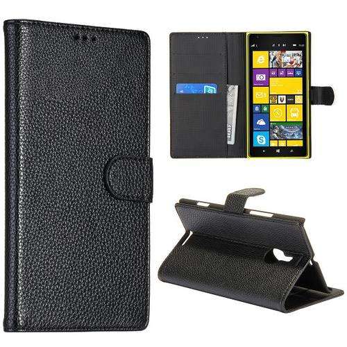 Wallet Stand Case For Nokia Lumia 1520 (Black) + FREE SCREEN GUARD