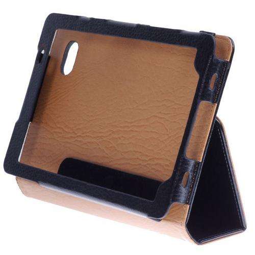 LEATHER CASE WITH STAND + FREE ANI-GLARE SCREEN PROTECTOR FOR SAMSUNG P1000 GALAXY (BLACK)