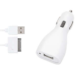 APPLE IPHONE/IPOD CAR CHARGER  (WHITE)
