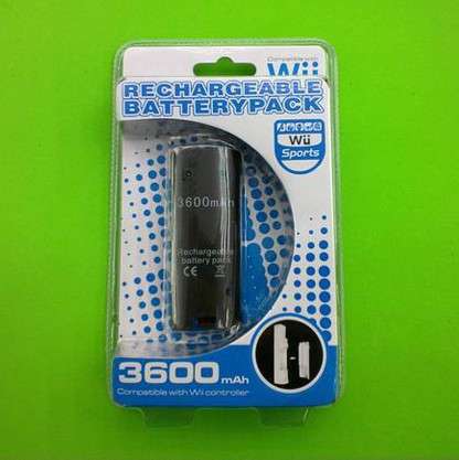 (Priced To Go) 3600mAh Rechargeable Battery for Wii Remote Controller (Black)