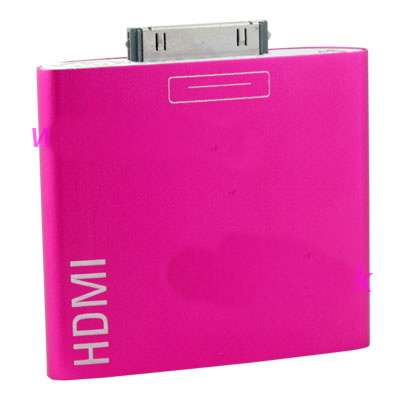 HDMI/Mini USB Adapter for iPad 1/2/iphone 4/iPod Touch 4 + FREE HDMI to HDMI Cable (PINK)