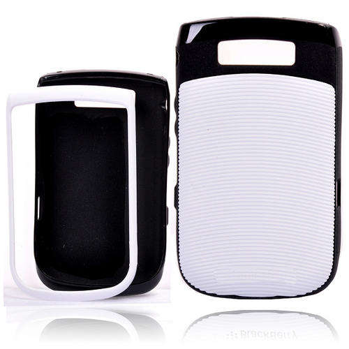 White Plastic Hybird Hard Cover for BlackBerry Torch 9800 (Front and Back)