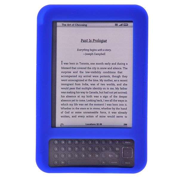 Blue Silicone Case For Amazon Kindle 3