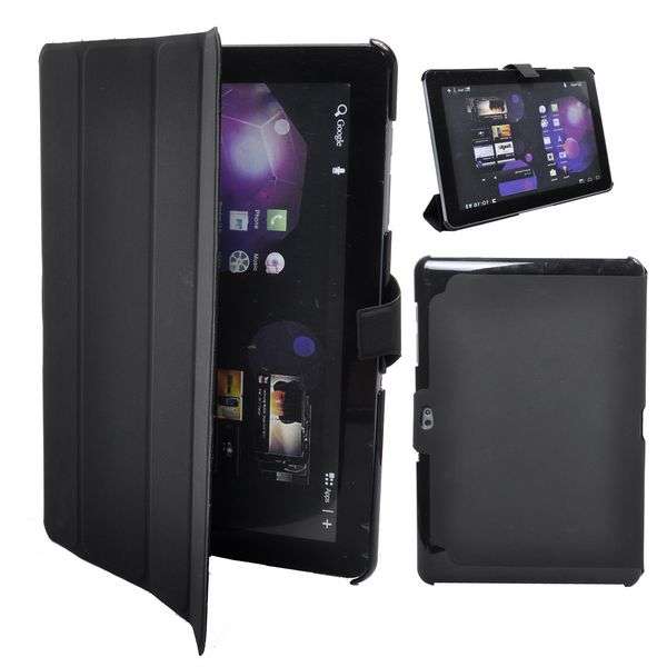 Deluxe Carbon Fiber Smart  Folio Case for Samsung Galaxy Tab P7500/P7510 (Black)