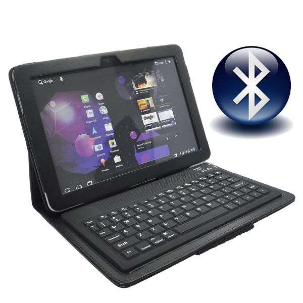 Bluetooth Keyboard with Folding PU Leather Case for Samsung Galaxy 10.1" P7500/P7510 (Black)
