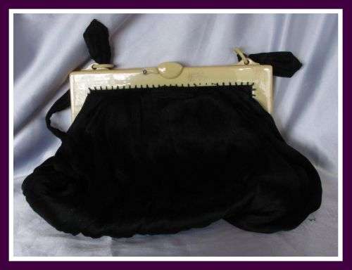 A Stunning Evening Bag With Ivory Handle And Spare Mirror. So Vintage!