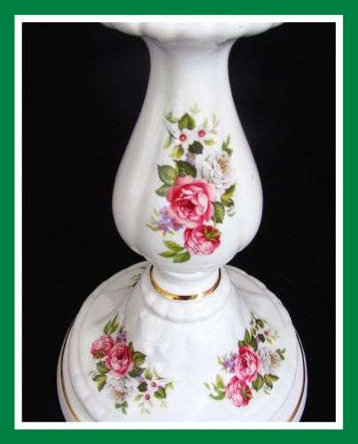 Old Foley 'James Kent'  Candlesticks with 'Harmony Rose" Pattern
