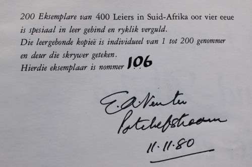 400 Leiers in Suid-Afrika oor vier eeue - E A Venter - geteken deur skrywer & De Lux uitgawe