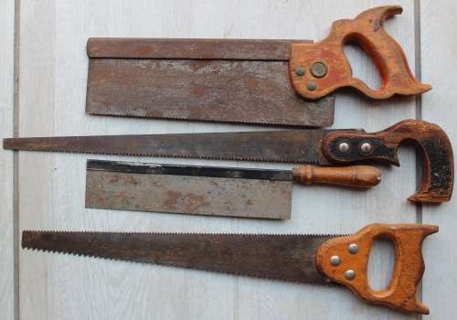 4 x Wooden saw  houtsaag  vintage antique implements implimente