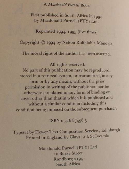 A Long walk to Freedom - Nelson Mandela