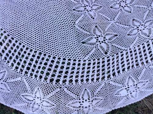 White crochet table cloth stunning
