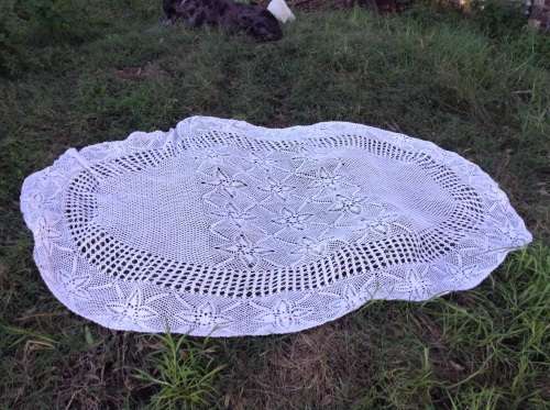 White crochet table cloth stunning