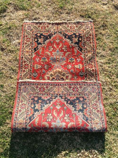 Red and blue hand knotted persian
