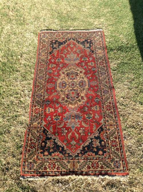 Red and blue hand knotted persian