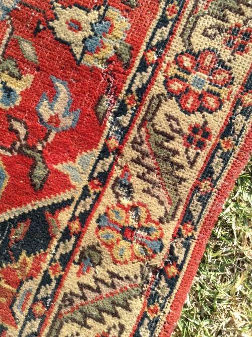 Red and blue hand knotted persian