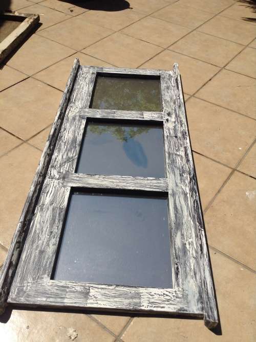 Black white shabby chic 3 panel  mirror