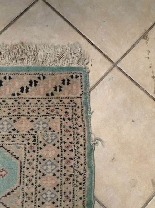 Unusual green teal blue Bokhara Persian runner