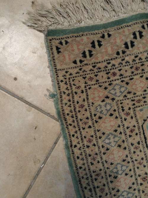 Unusual green teal blue Bokhara Persian runner
