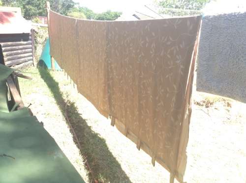 Gold and cream/beige tab vine design curtains