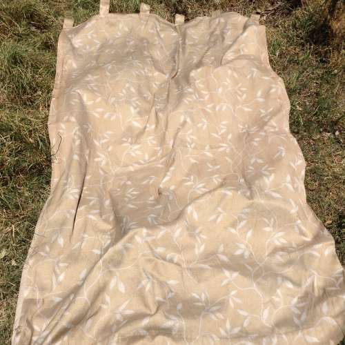 Gold and cream/beige tab vine design curtains