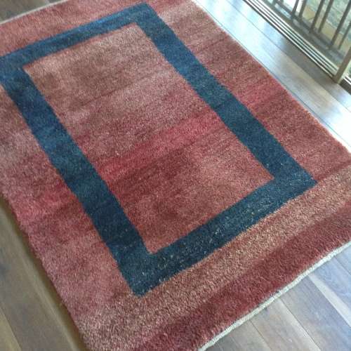 Maroon with pinkish tones blue boarder Gabbeh sholly Persian