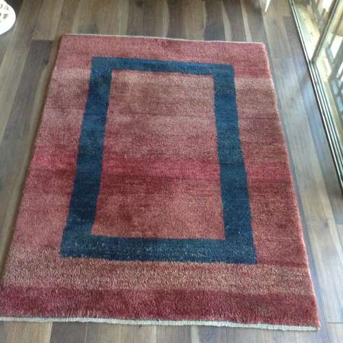 Maroon with pinkish tones blue boarder Gabbeh sholly Persian