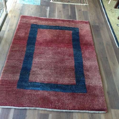 Maroon with pinkish tones blue boarder Gabbeh sholly Persian