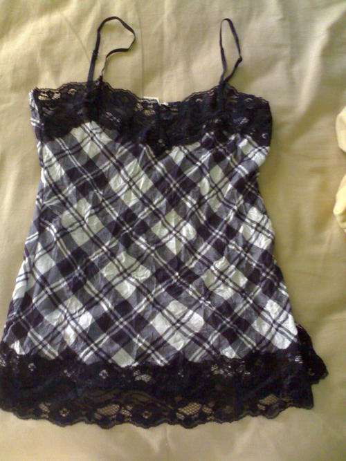 Reduced.. Stunning ladies blk and wht checkered thin strap with lace top