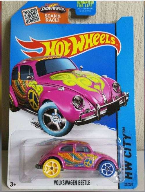TREASURE HUNT HOT WHEELS VOLKSWAGEN BEETLE Peace Pink 2015 HW CITY 26/250