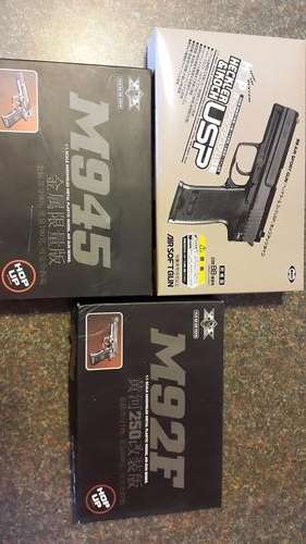 Set of 3 Airsoft Pistol USP Hop Up Spring Action