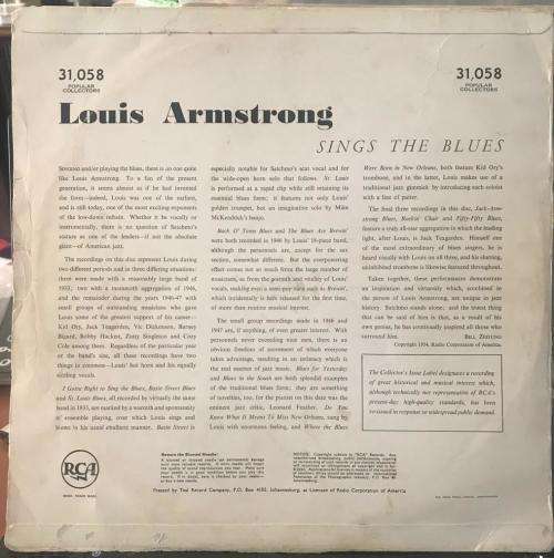 LOUIS ARMSTRONG - Sings The Blues (1954) LP - SA Press Vinyl VG