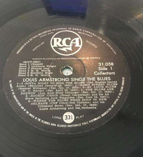 LOUIS ARMSTRONG - Sings The Blues (1954) LP - SA Press Vinyl VG