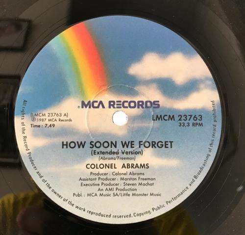 COLONEL ABRAMS ~ HOW SOON WE FORGET / 12` SINGLE 1987 SA PRESS EX