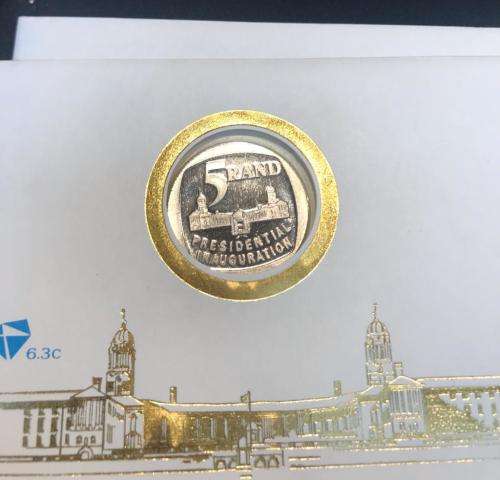 3 X MANDELA INAUGURATION FDC 6.3C WITH ISSUED R5 - AS ISSUED BY P.O. NOT TAMPERED WITH