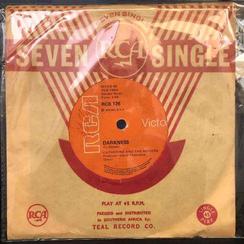 CATHERINE AND THE MOVERS (SCARCE) ~ DARKNESS / TEARDROPS [7 SINGLE 45]  (1975) SA Press VG+