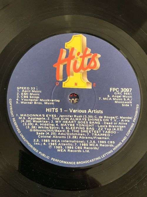 NO. 1 HITS 1985 ~ Various Original Artists (LP)  SA PRESS 1985 WEA RECORDS VG+