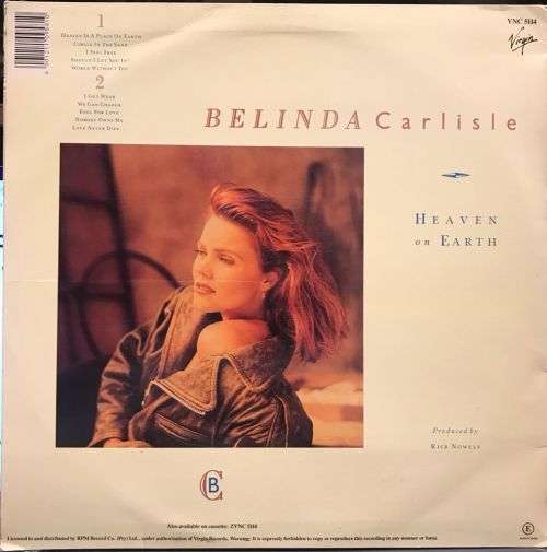 BELINDA CARLISLE - NM COPY - HEAVEN ON EARTH (LP) VIRGIN LABEL SA PRESS