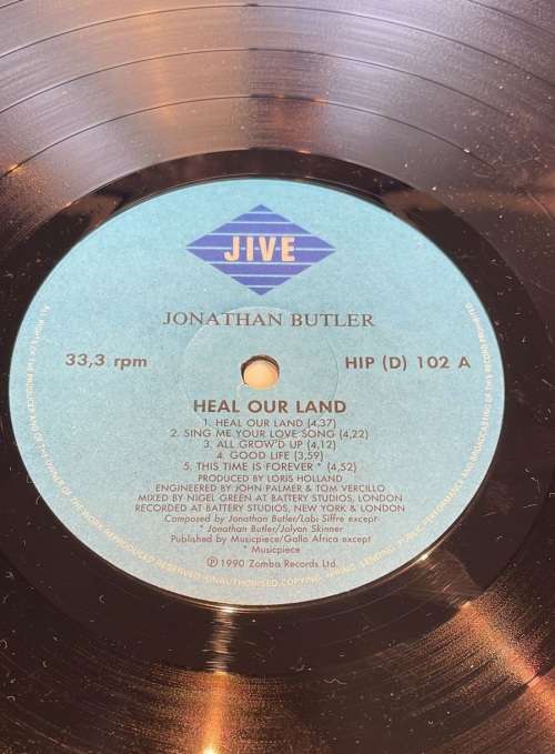 JONATHAN BUTLER - HEAL OUR LAND (LP) SA 1990 - EX CONDITION