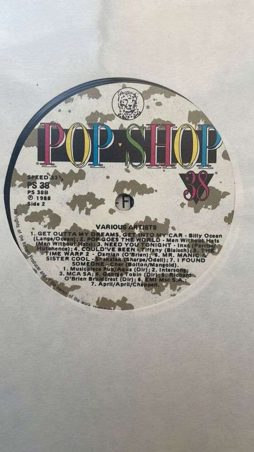 POP SHOP 38 ~ Various Original Artists (LP) SA PRESS 1988 EX