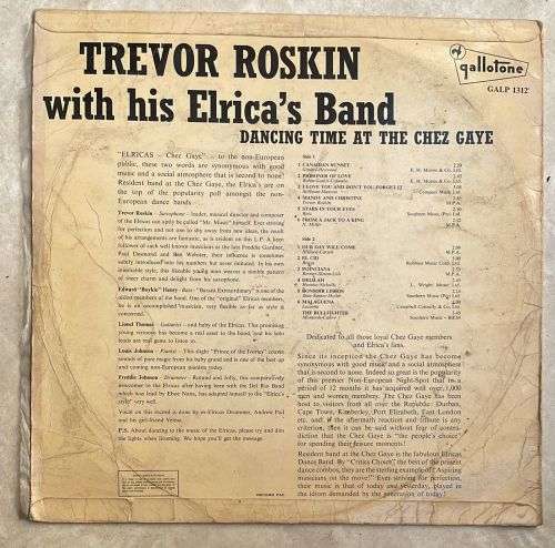 TREVOR ROSKIN WITH HIS ELRICA`S BAND - Dancing Time At The Chez Gaye (LP) SA Press 1968