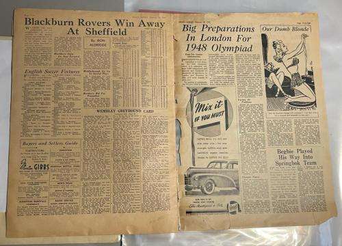1947 SPORTS EXPRESS TABLOID NEWSPAPER - Original Edition From 26 Feb 1947 Complete