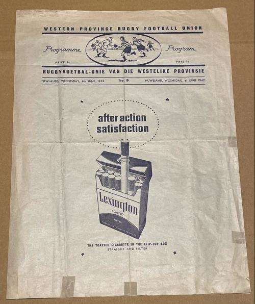 1962 RARE SOUTHERN UNIVERSITIES vs BRITISH LIONS RUGBY PROGRAMME 6 JUNE 1962