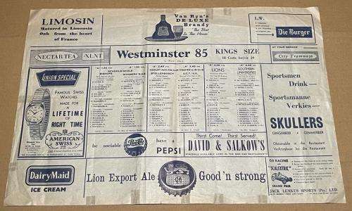 1962 RARE SOUTHERN UNIVERSITIES vs BRITISH LIONS RUGBY PROGRAMME 6 JUNE 1962